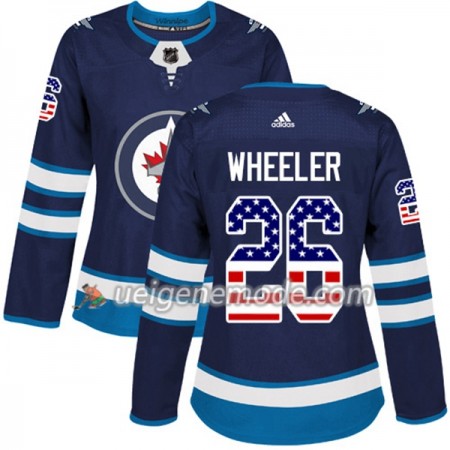 Dame Eishockey Winnipeg Jets Trikot Blake Wheeler 26 Adidas 2017-2018 Marineblau USA Flag Fashion Authentic